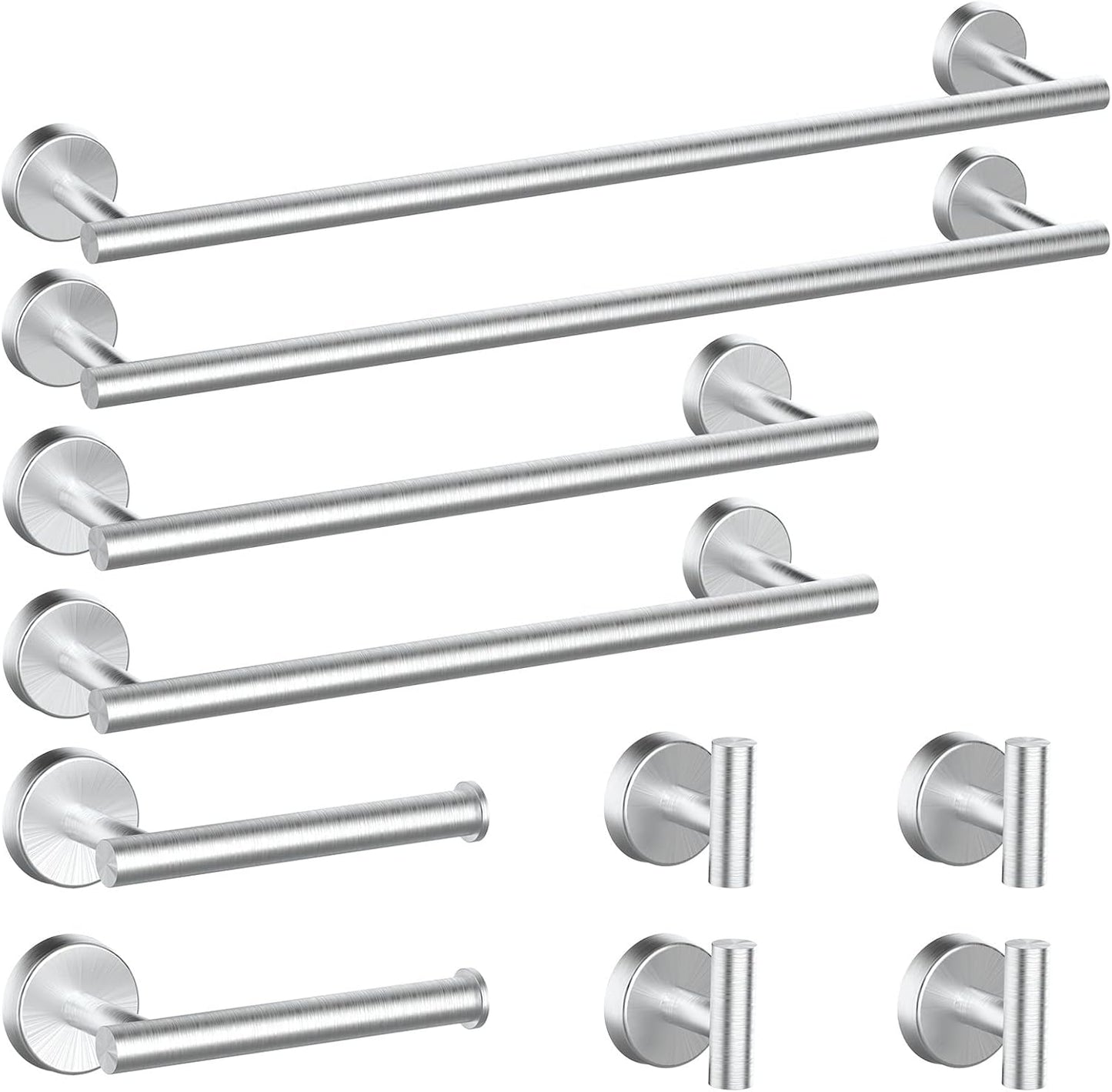 10-Pieces Bathroom Hardware Set. Includes 24 Inch Towel Racks for Bathroom Wall Mounted. Toilet Paper Holder. Towel Hooks for Bathrooms. Towel Rings for Bathroom Wall (Matte Black)