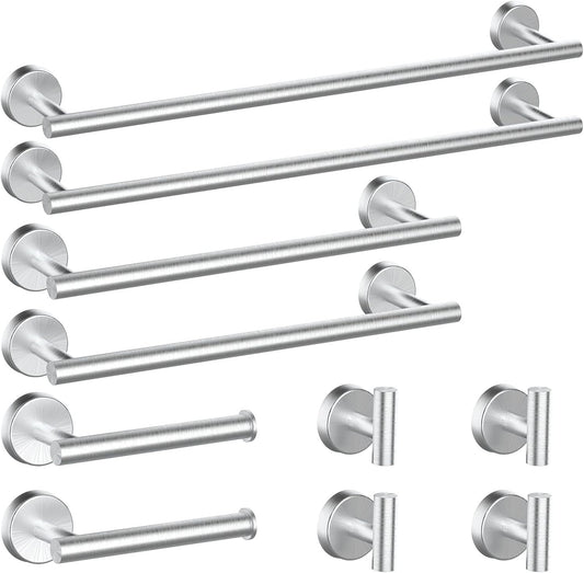 10-Pieces Bathroom Hardware Set. Includes 24 Inch Towel Racks for Bathroom Wall Mounted. Toilet Paper Holder. Towel Hooks for Bathrooms. Towel Rings for Bathroom Wall (Matte Black)
