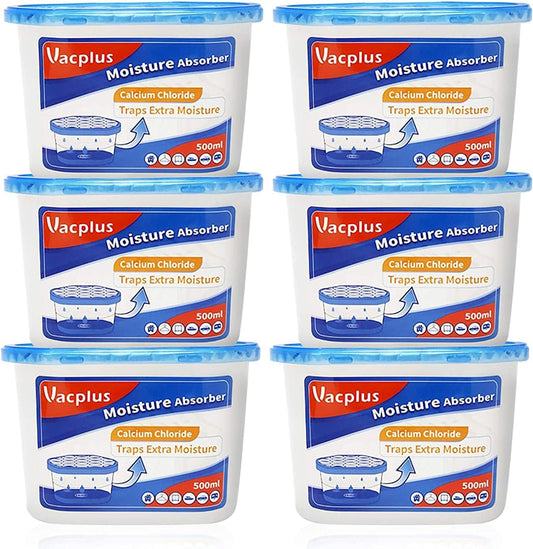 Vacplus Moisture Absorbers 6 Pack. 10.5 Oz Portable Humidity Absorber Boxes for Your Bathroom. Closet & Car. Dehumidifier with Fragrance Free. Navy Blue